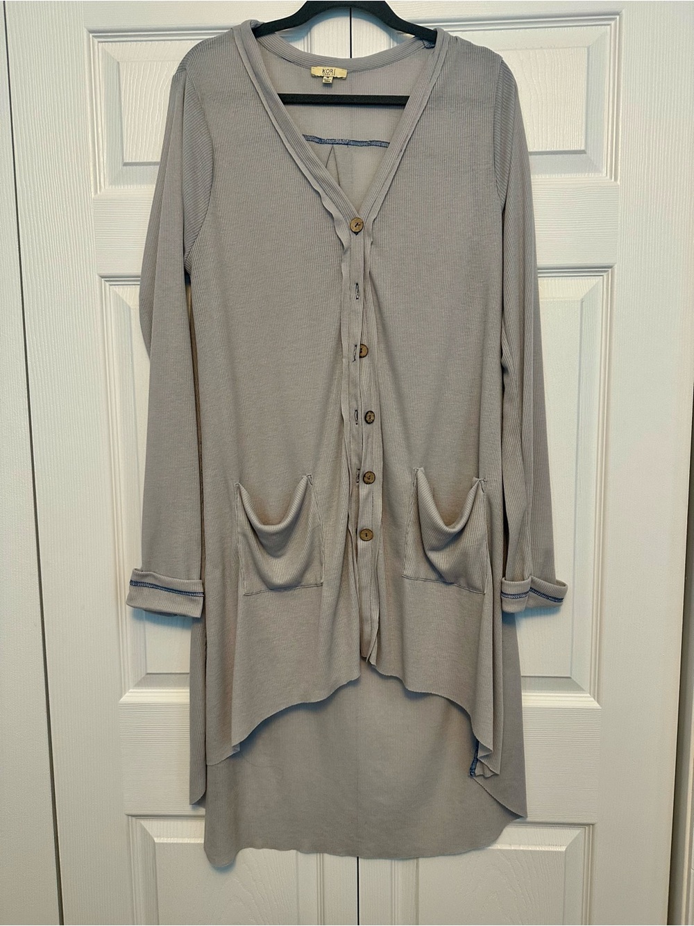 Kori Light Gray Ribbed Knit Top